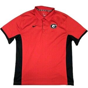 Mens Nike DriFit Georgia University Bulldogs UGA Polo Red Black Large